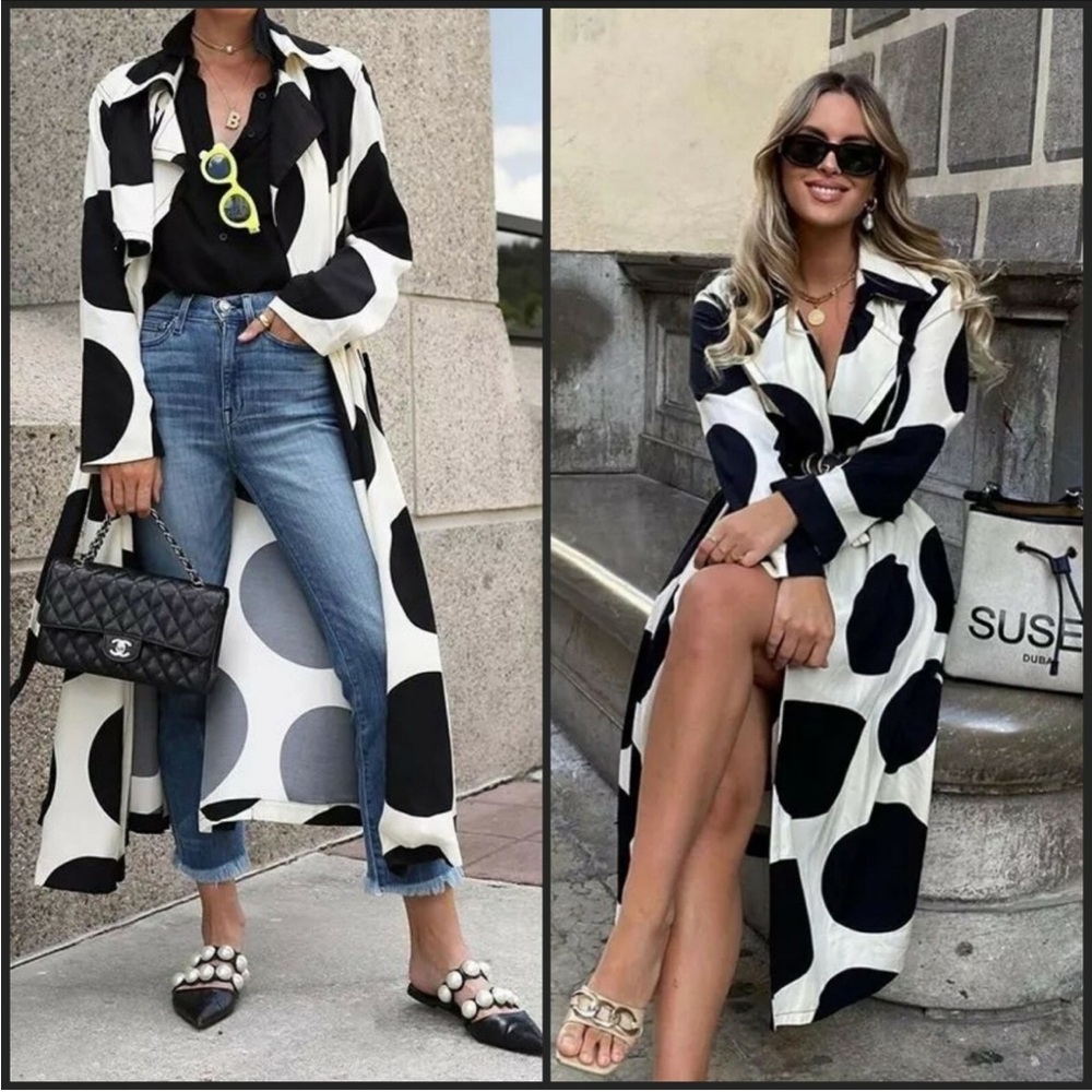 Zara Studio Limited Edition Polka Dot Trench Coat Limited Edition M-L